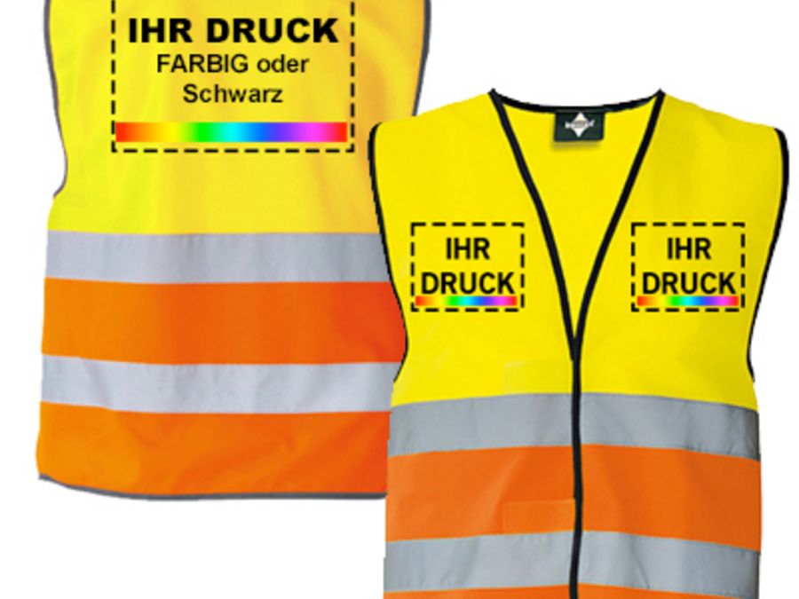Warnweste bedruckt - Sicherheitsweste - Reflektierende Weste