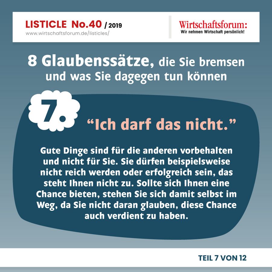 8 Glaubenssätze, die Sie bremsen und was Sie dagegen tun können - “Ich darf das nicht.” 8 Glaubenssätze, die Sie bremsen und was Sie dagegen tun können - “Ich darf das nicht.”
