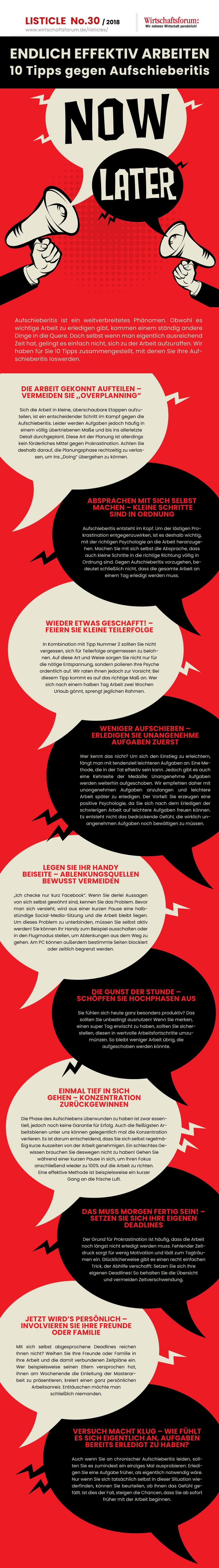 Endlich effektiv arbeiten – 10 Tipps gegen Aufschieberitis - Wirtschaftsforum Listicle Endlich effektiv arbeiten – 10 Tipps gegen Aufschieberitis - Wirtschaftsforum Listicle