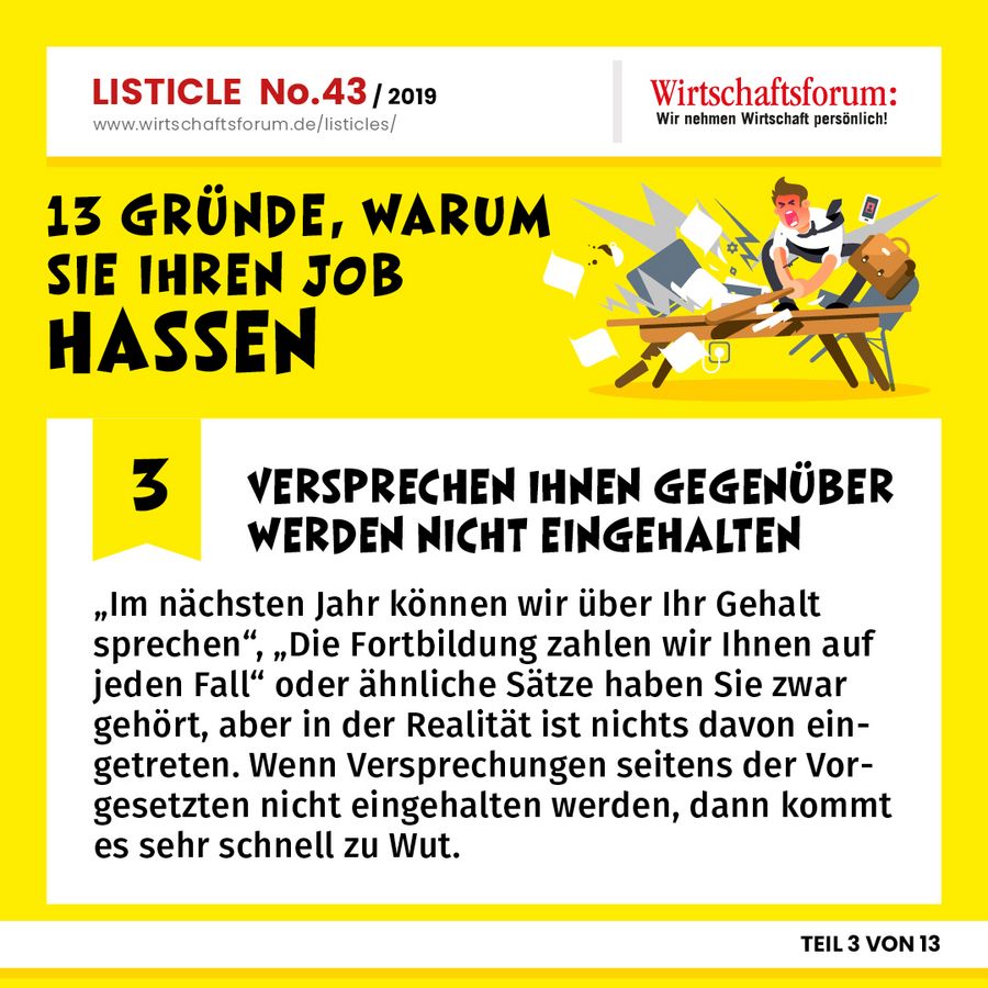 13 Gründe, warum Sie Ihren Job hassen - Versprechen Ihnen gegenüber werden nicht eingehalten 13 Gründe, warum Sie Ihren Job hassen - Versprechen Ihnen gegenüber werden nicht eingehalten