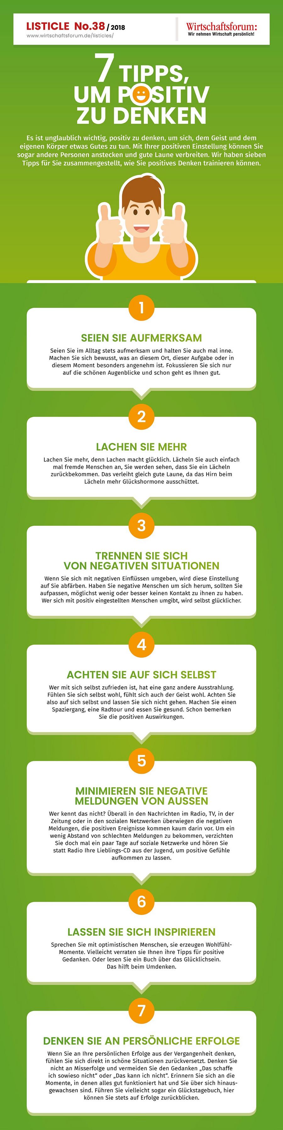 7 Tipps, um positiv zu denken - Wirtschaftsforum Listicle 7 Tipps, um positiv zu denken - Wirtschaftsforum Listicle
