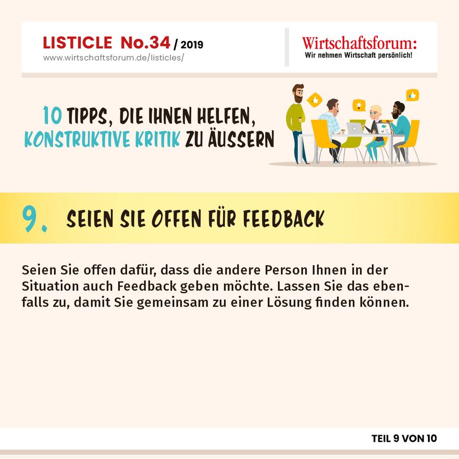 10 Tipps, die Ihnen helfen, konstruktive Kritik zu äußern -  Seien Sie offen für Feedback 