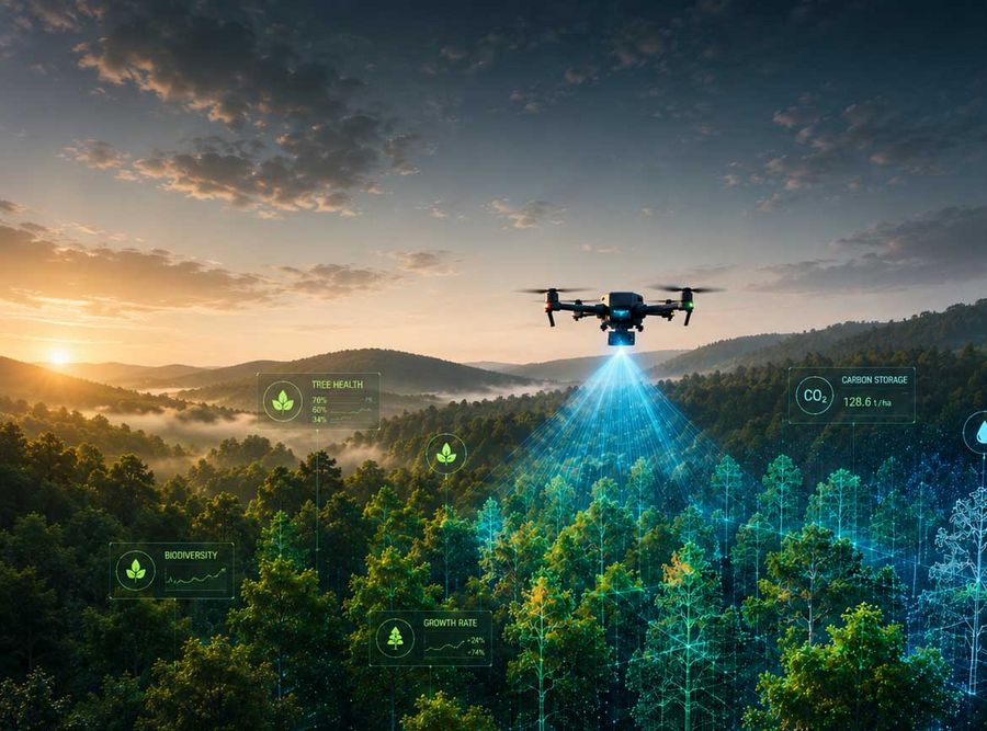 Wie Drohnen, LiDAR und KI aus Wäldern digitale Zwillinge machen