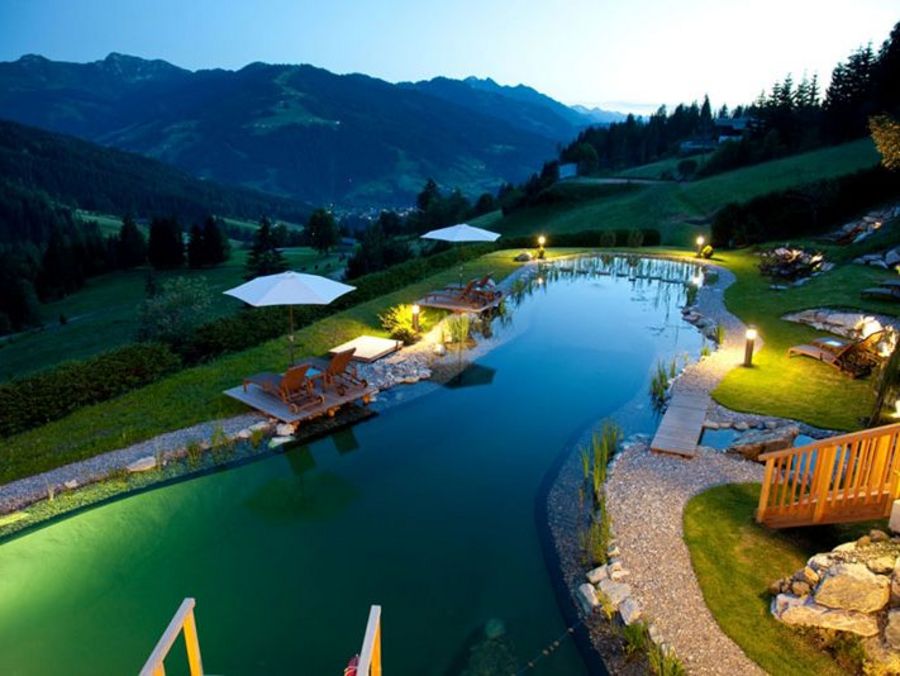 Hotel Edelweiss Wagrain Badesee bei Nacht Hotel Edelweiss Wagrain Badesee bei Nacht