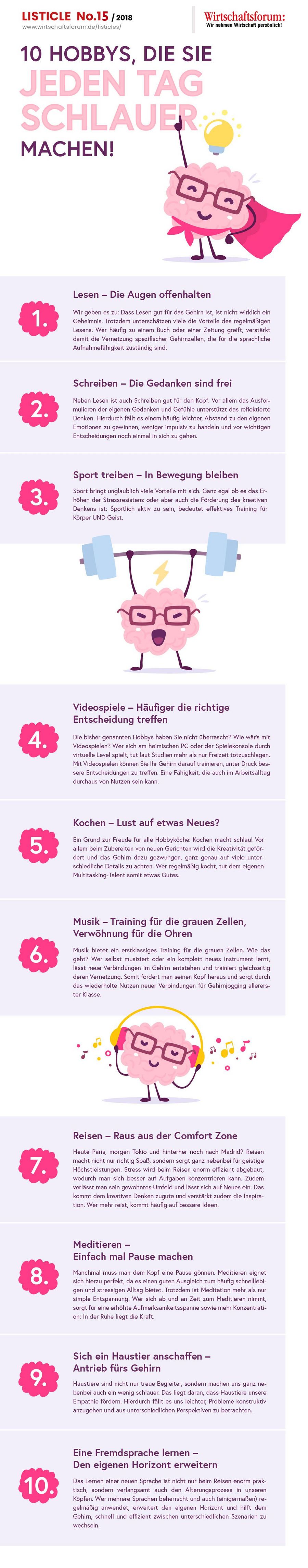 10 Hobbys, die Sie jeden Tag schlauer machen - Wirtschaftsforum Listicle 10 Hobbys, die Sie jeden Tag schlauer machen - Wirtschaftsforum Listicle