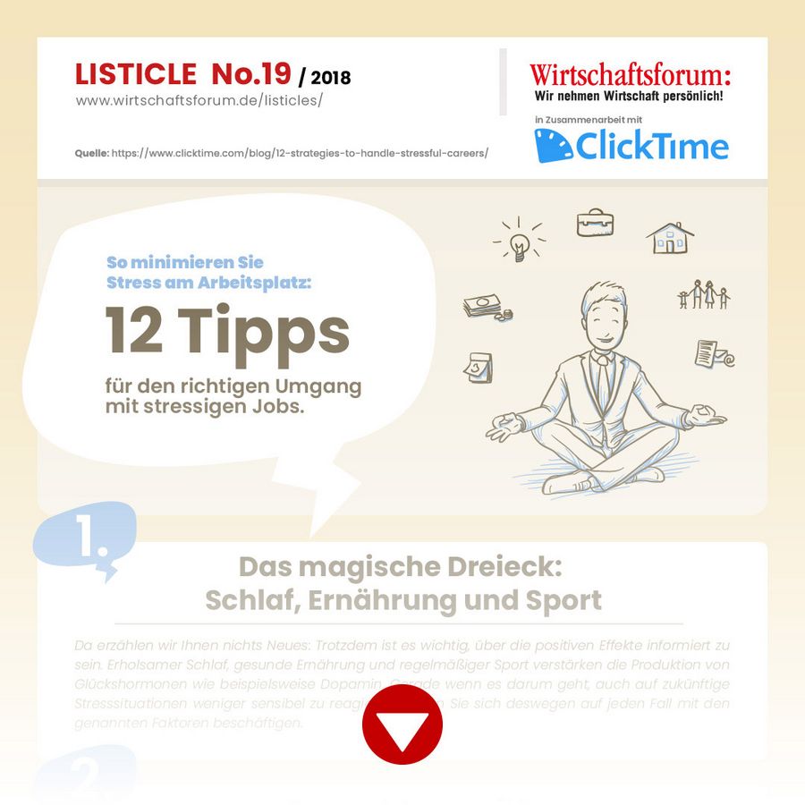 Listicle 19/2018 - 12 Tipps für den richtigen Umgang mit stressigen Jobs