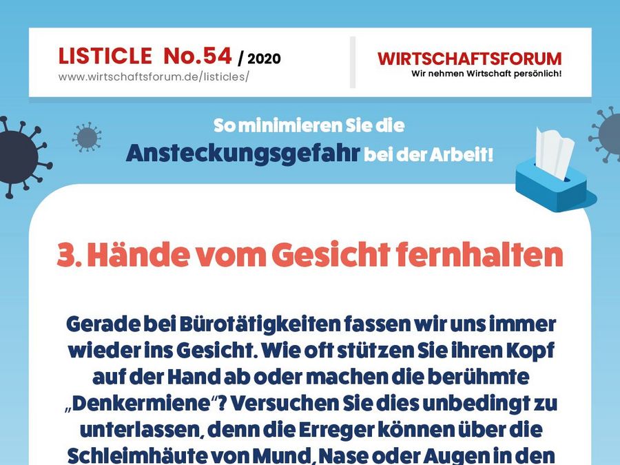 Hände vom Gesicht fernhalten