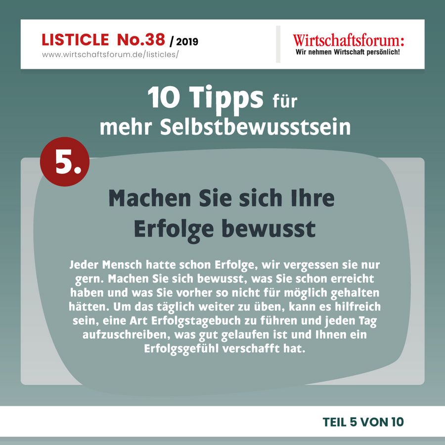 10 Tipps für mehr Selbstbewusstsein - Machen Sie sich Ihre Erfolge bewusst 