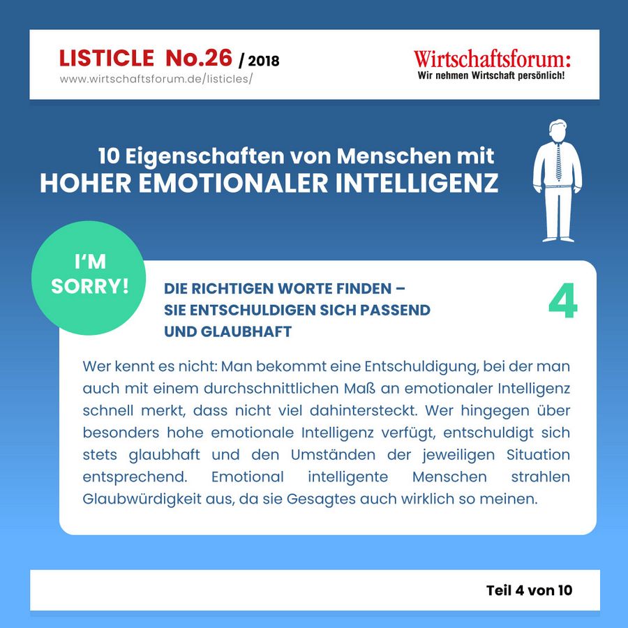 10 Eigenschaften von Menschen mit hoher emotionaler Intelligenz - Wirtschaftsforum Listicle