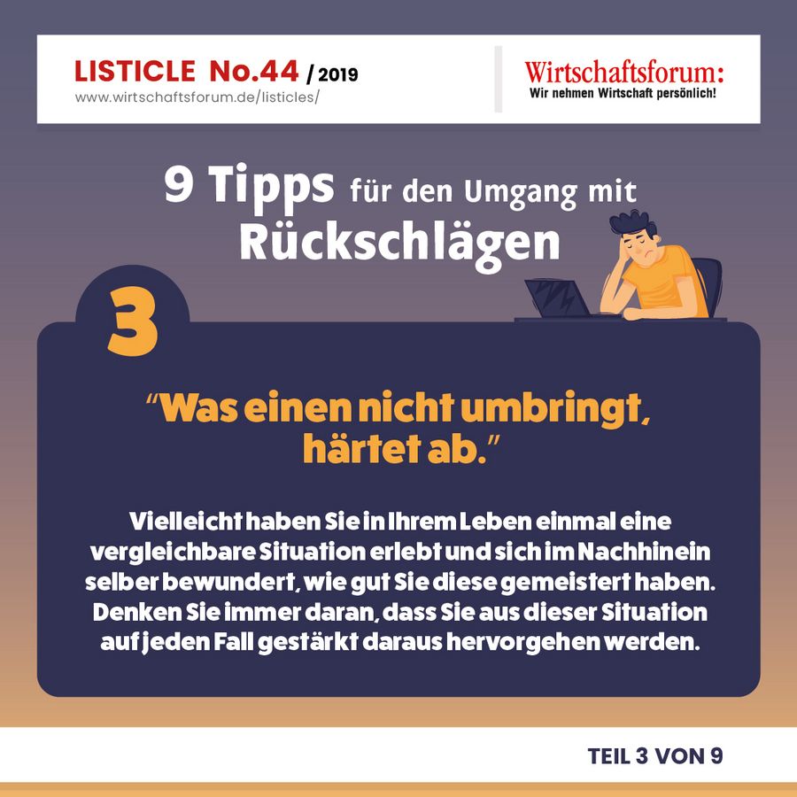 9 Tipps für den Umgang mit Rückschlägen - “Was einen nicht umbringt, härtet ab.” 9 Tipps für den Umgang mit Rückschlägen - “Was einen nicht umbringt, härtet ab.”