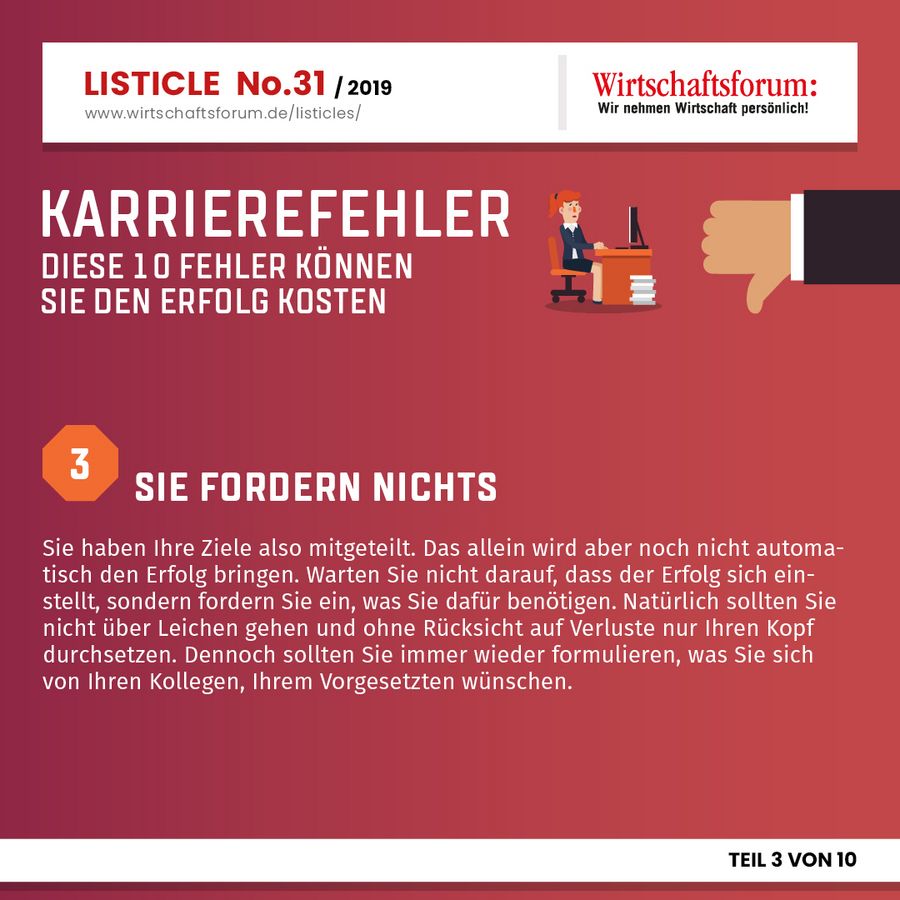 Karrierefehler: Diese 10 Fehler können Sie den Erfolg kosten  - Sie fordern nichts 