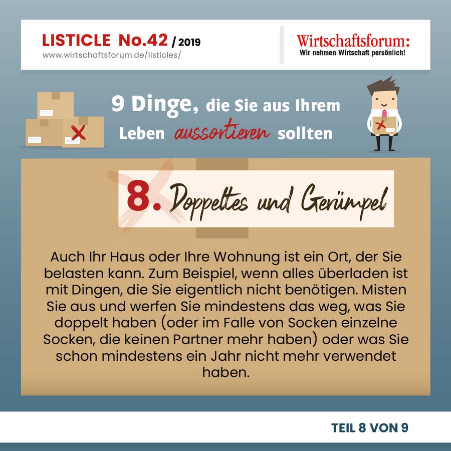 9 Dinge, die Sie aus Ihrem Leben aussortieren sollten - Doppeltes und Gerümpel 9 Dinge, die Sie aus Ihrem Leben aussortieren sollten - Doppeltes und Gerümpel