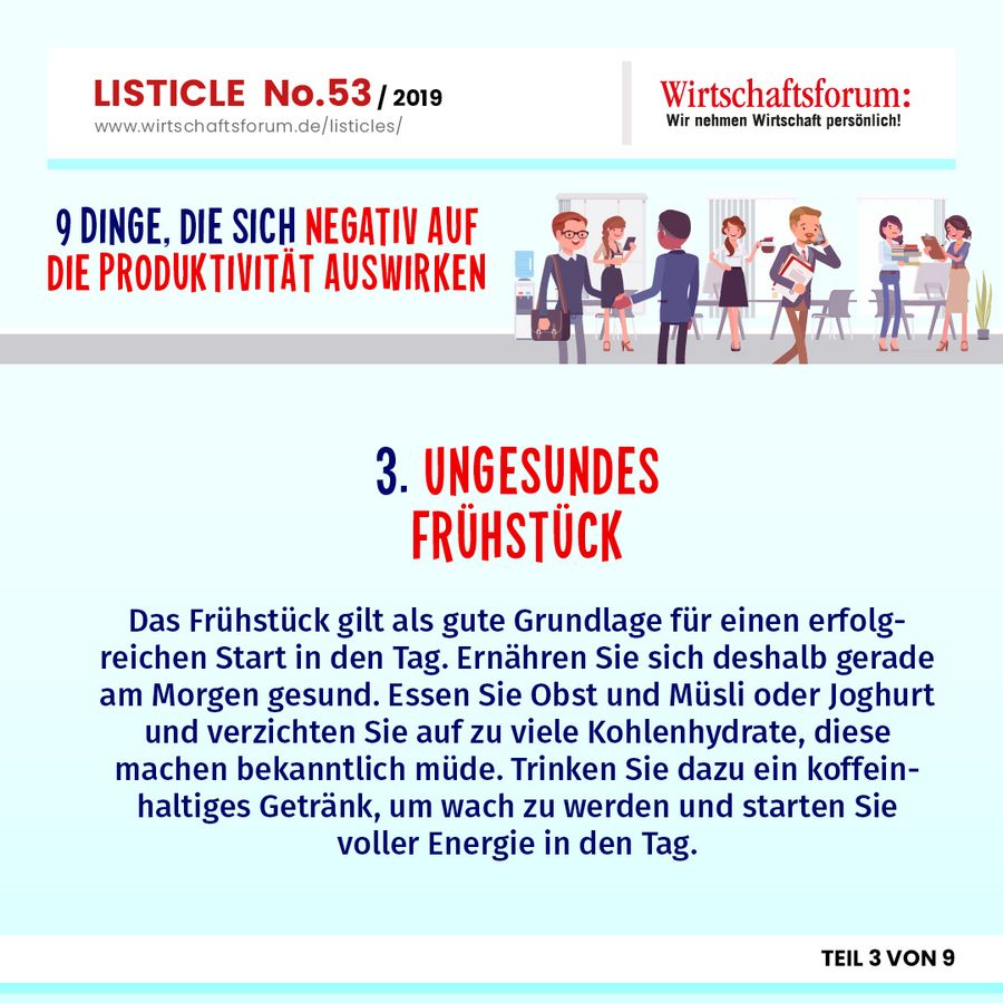 9 Dinge, die sich negativ auf die Produktivität auswirken - Ungesundes Frühstück 9 Dinge, die sich negativ auf die Produktivität auswirken - Ungesundes Frühstück