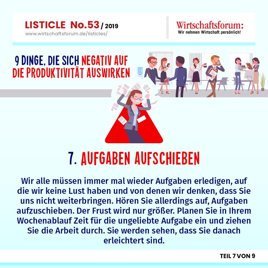 9 Dinge, die sich negativ auf die Produktivität auswirken - Aufgaben aufschieben 9 Dinge, die sich negativ auf die Produktivität auswirken - Aufgaben aufschieben