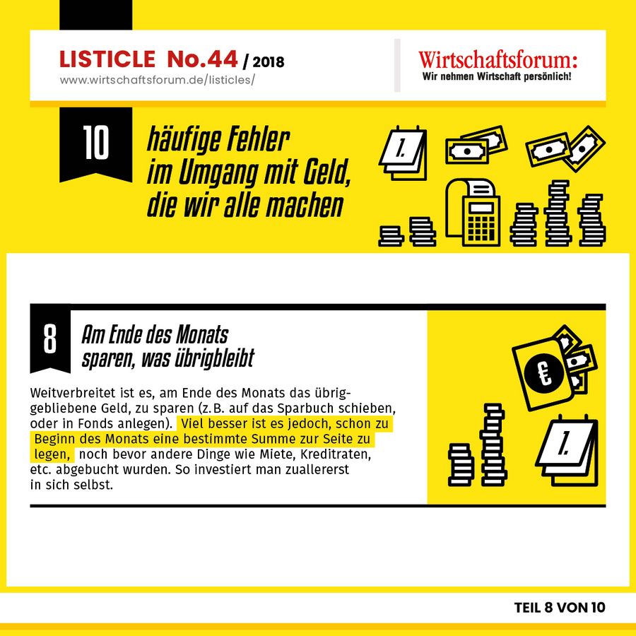 10 häufige Fehler im Umgang im Geld, die wir alle machen - Am Ende des Monats sparen, was übrigbleibt 10 häufige Fehler im Umgang im Geld, die wir alle machen - Am Ende des Monats sparen, was übrigbleibt