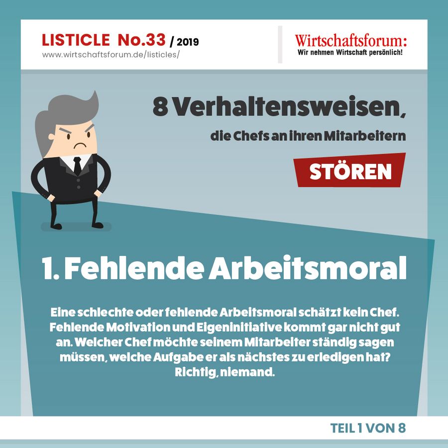 8 Verhaltensweisen, die Chefs an ihren Mitarbeitern stören - Fehlende Arbeitsmoral 