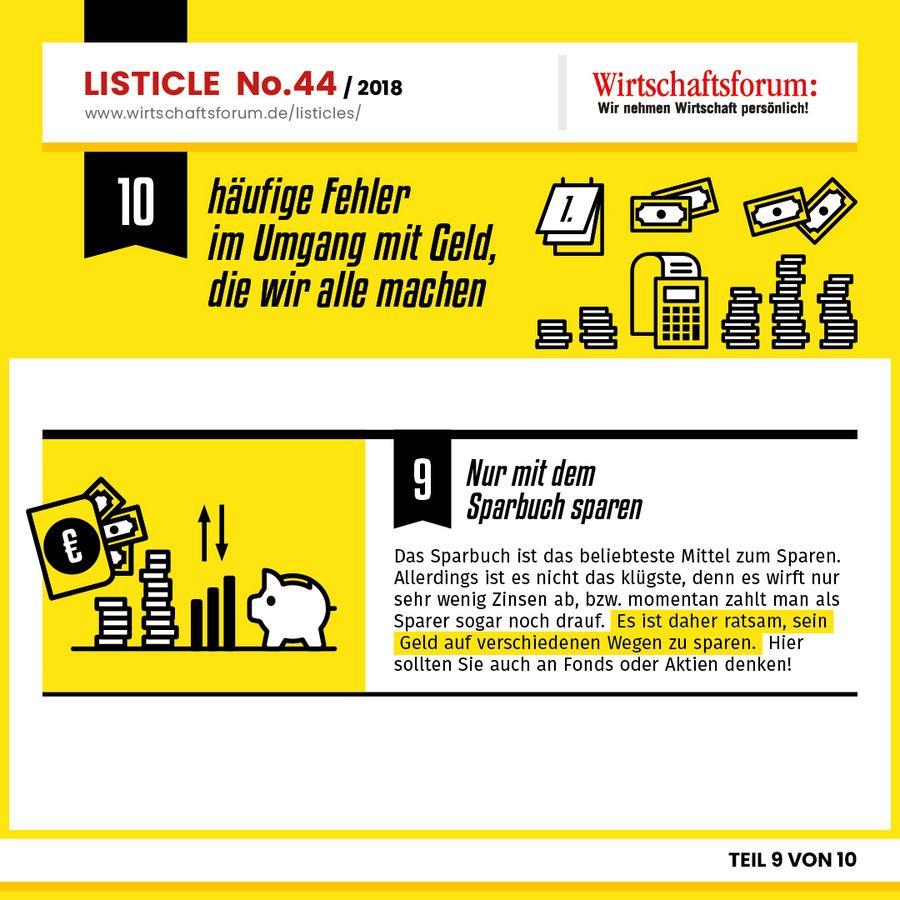 10 häufige Fehler im Umgang im Geld, die wir alle machen - Nur mit dem Sparbuch sparen 10 häufige Fehler im Umgang im Geld, die wir alle machen - Nur mit dem Sparbuch sparen