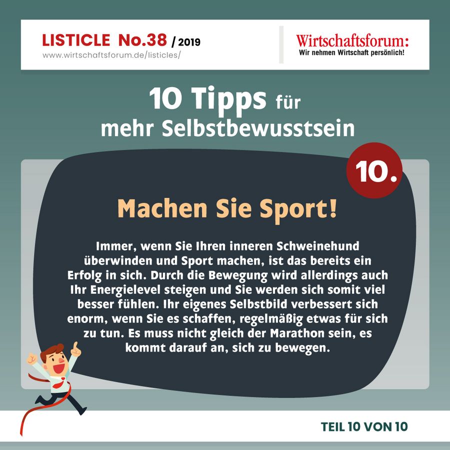 10 Tipps für mehr Selbstbewusstsein - Machen Sie Sport! 10 Tipps für mehr Selbstbewusstsein - Machen Sie Sport!