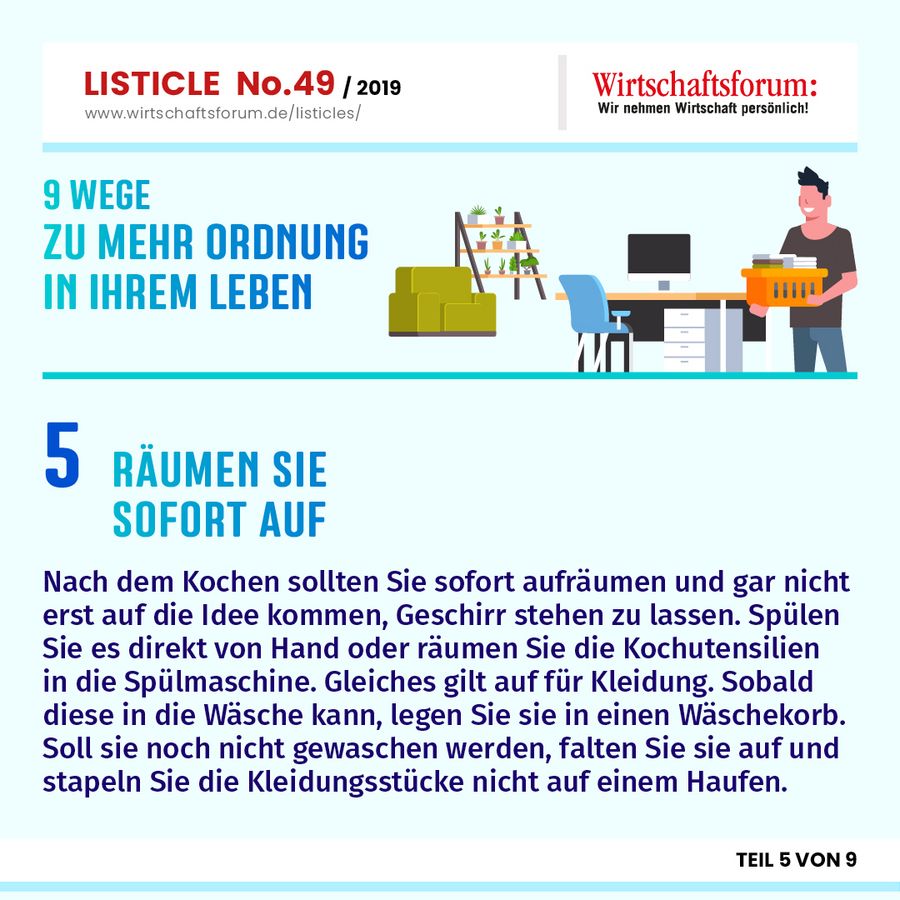 9 Wege zu mehr Ordnung in Ihrem Leben - Räumen Sie sofort auf  