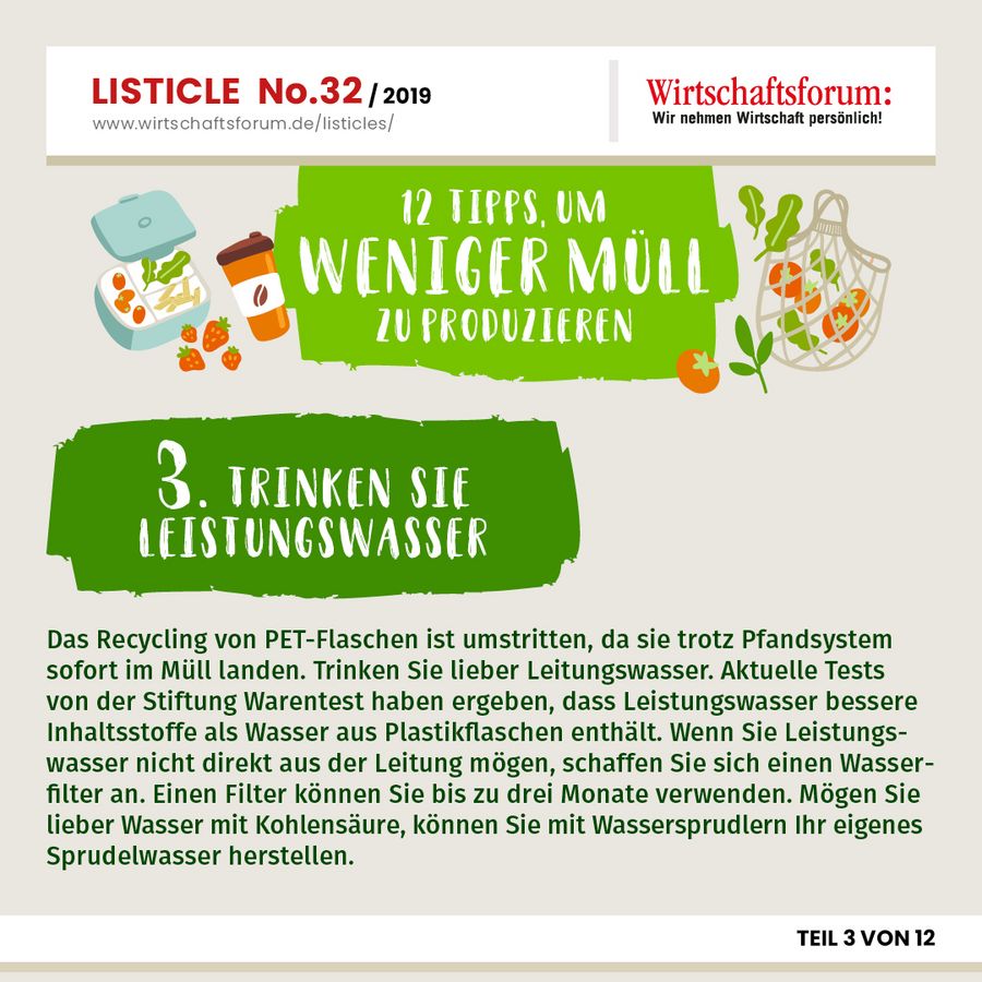 12 Tipps, um weniger Müll zu produzieren - Trinken Sie Leistungswasser 12 Tipps, um weniger Müll zu produzieren - Trinken Sie Leistungswasser