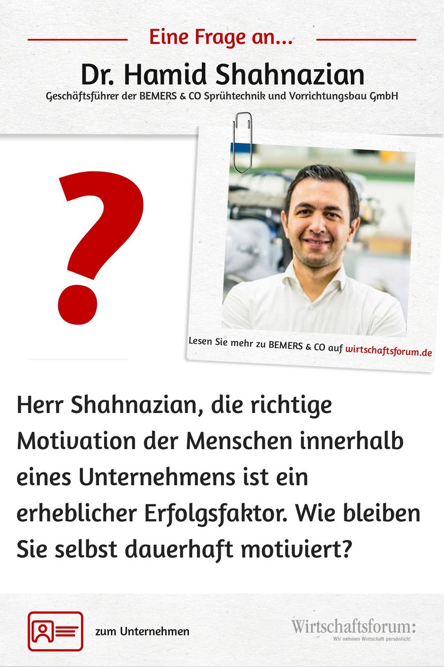 Eine Frage an Dr. Hamid Shahnazian