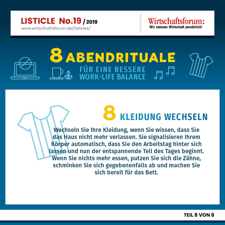 8 Abendrituale für eine bessere Work-Life Balance - Kleidung wechseln 8 Abendrituale für eine bessere Work-Life Balance - Kleidung wechseln