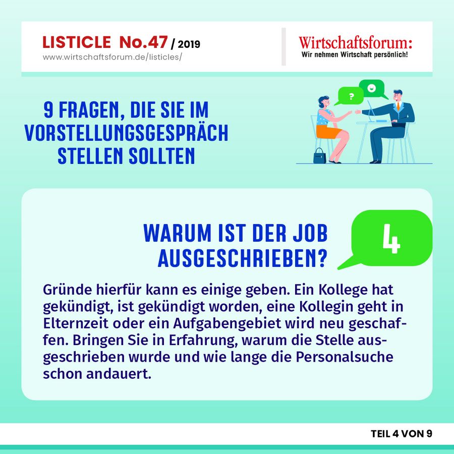 9 Fragen, die Sie im Vorstellungsgespräch stellen sollten - Warum ist der Job ausgeschrieben? 