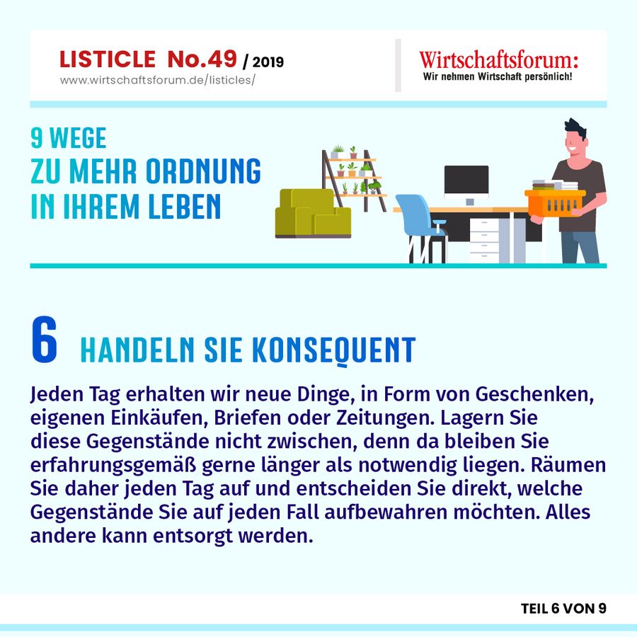 9 Wege zu mehr Ordnung in Ihrem Leben - Handeln Sie konsequent 
