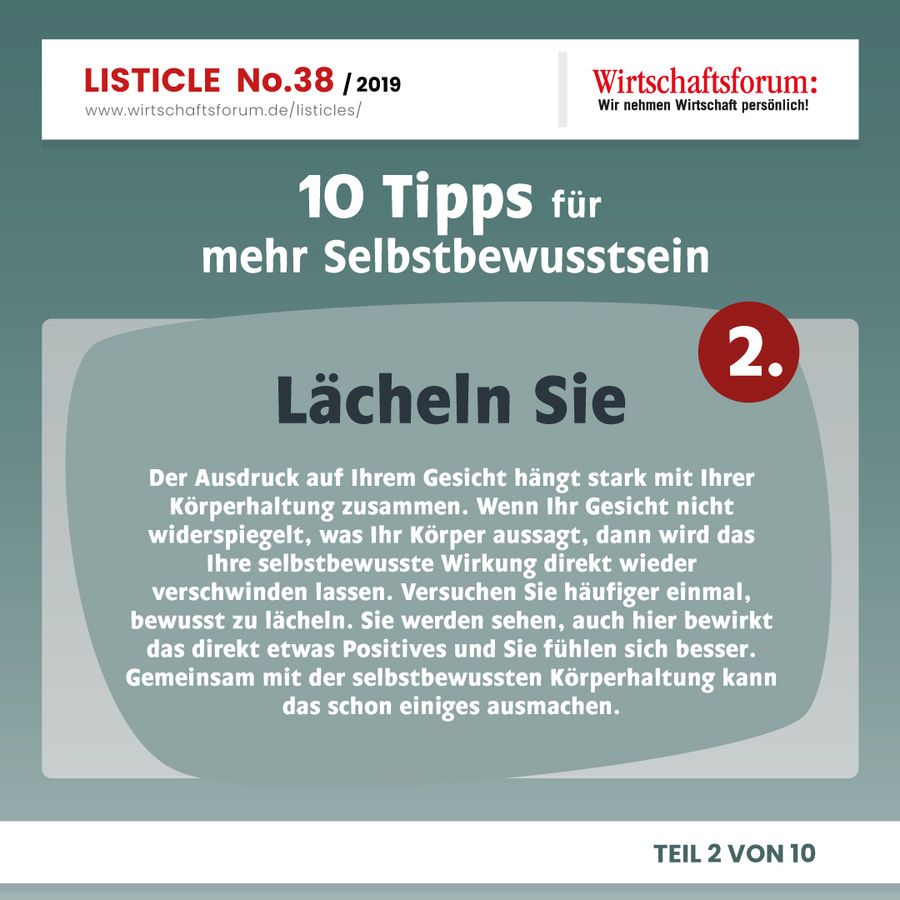 10 Tipps für mehr Selbstbewusstsein - Lächeln Sie 10 Tipps für mehr Selbstbewusstsein - Lächeln Sie
