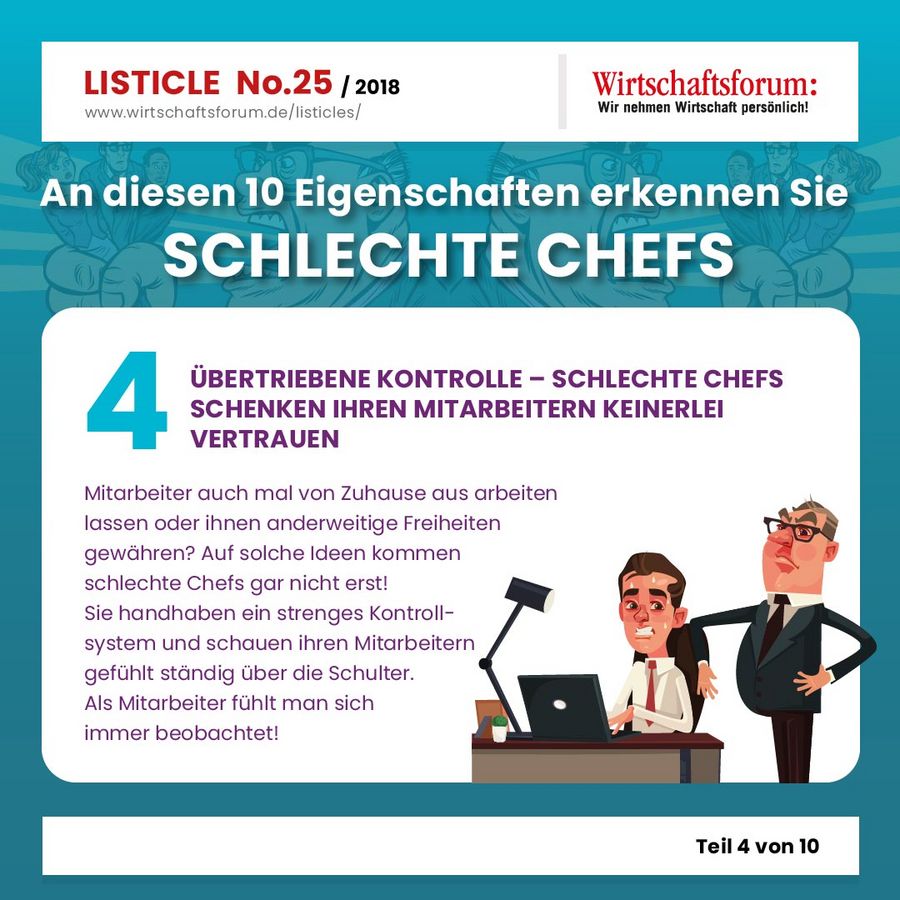 An diesen 10 Eigenschaften erkennen Sie schlechte Chefs - Wirtschaftsforum Listicle An diesen 10 Eigenschaften erkennen Sie schlechte Chefs - Wirtschaftsforum Listicle