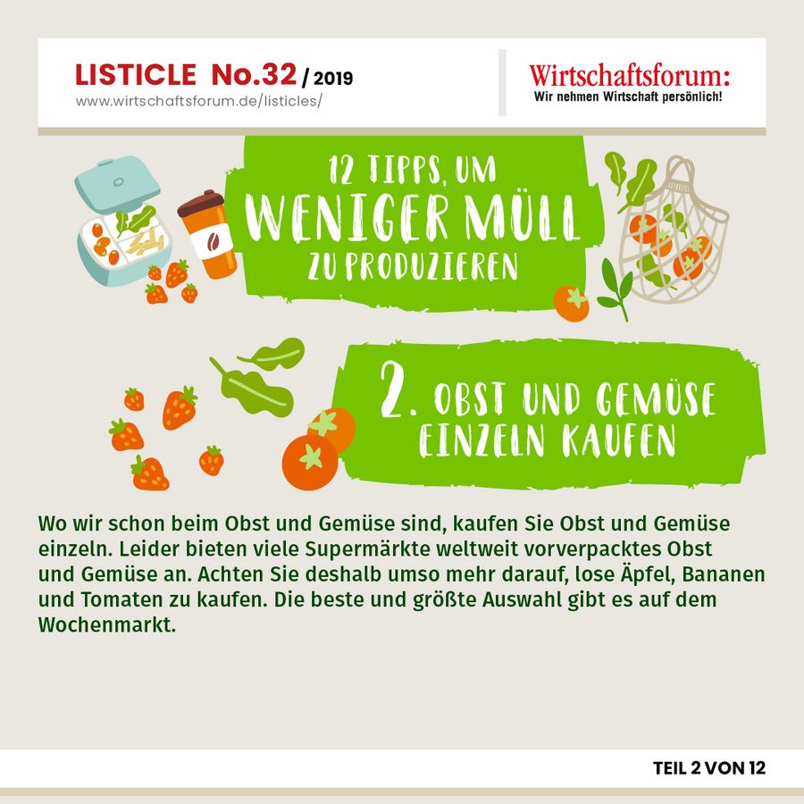 12 Tipps, um weniger Müll zu produzieren - Obst und Gemüse einzeln kaufen 12 Tipps, um weniger Müll zu produzieren - Obst und Gemüse einzeln kaufen