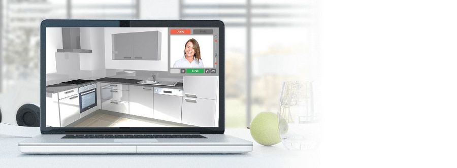 Beratung online: Der Kunde kann sich seine Küche zu Hause in aller Ruhe zusammenstellen Beratung online: Der Kunde kann sich seine Küche zu Hause in aller Ruhe zusammenstellen