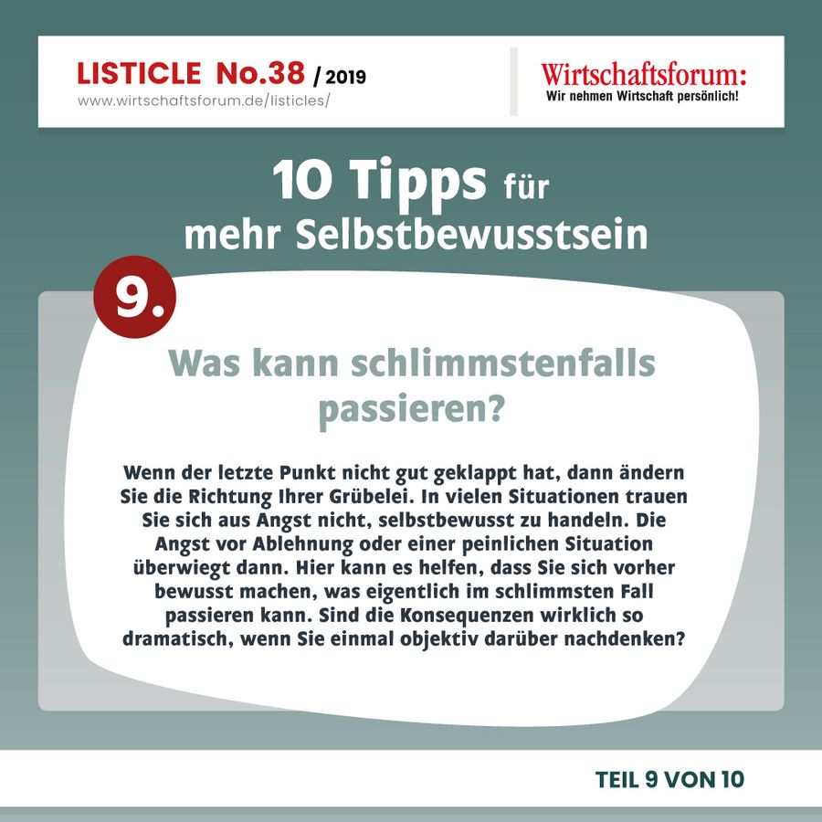 10 Tipps für mehr Selbstbewusstsein - Was kann schlimmstenfalls passieren? 