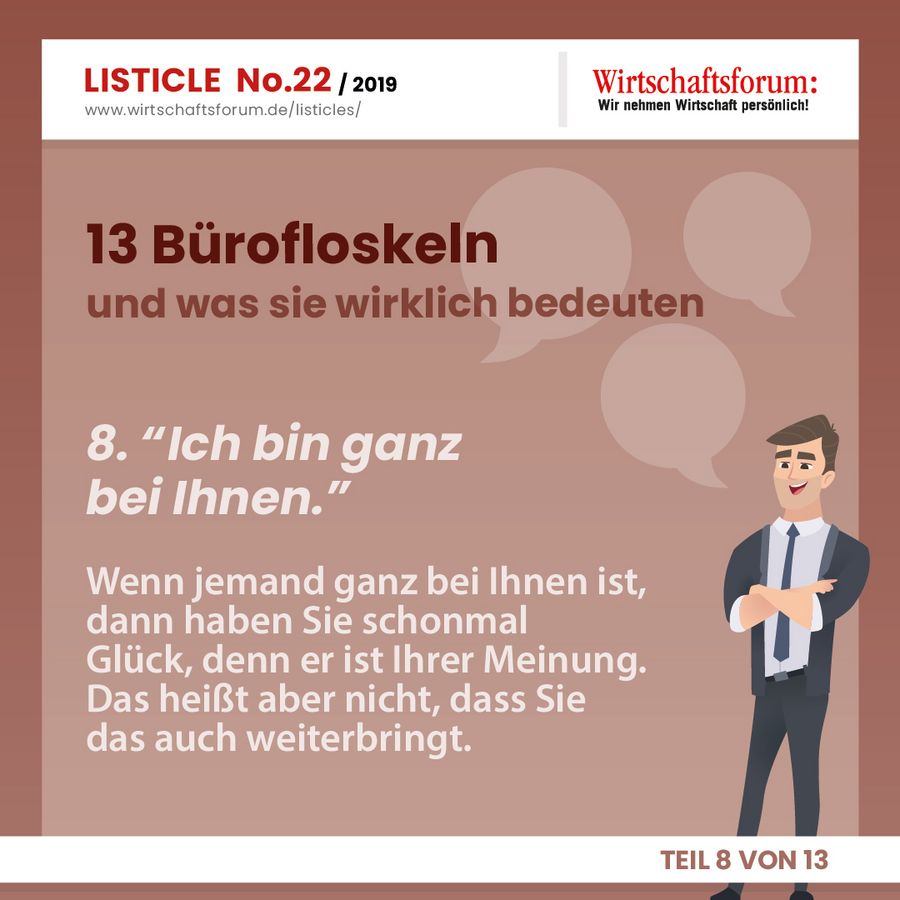13 Bürofloskeln und was sie wirklich bedeuten - Wirtschaftsforum Listicle