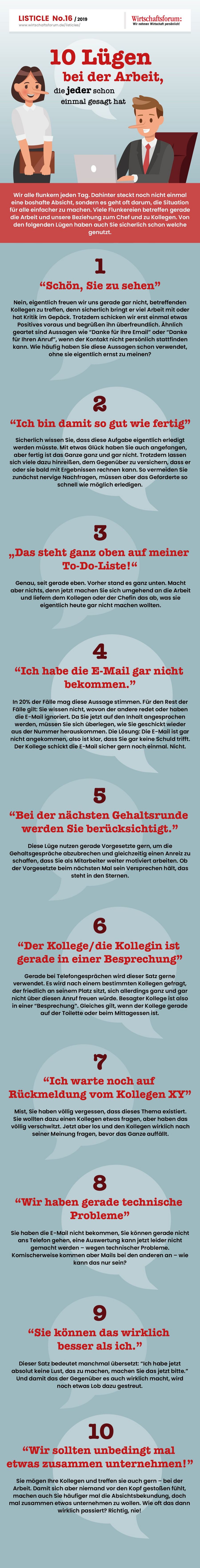 10 Lügen bei der Arbeit, die jeder schon einmal gesagt hat - Wirtschaftsforum Listicle 10 Lügen bei der Arbeit, die jeder schon einmal gesagt hat