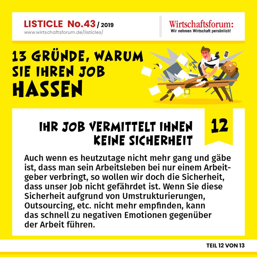 13 Gründe, warum Sie Ihren Job hassen - Ihr Job vermittelt Ihnen keine Sicherheit 13 Gründe, warum Sie Ihren Job hassen - Ihr Job vermittelt Ihnen keine Sicherheit