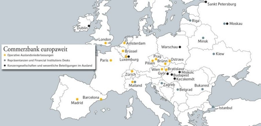 Die Standorte der Commerzbank europaweit Die Standorte der Commerzbank europaweit