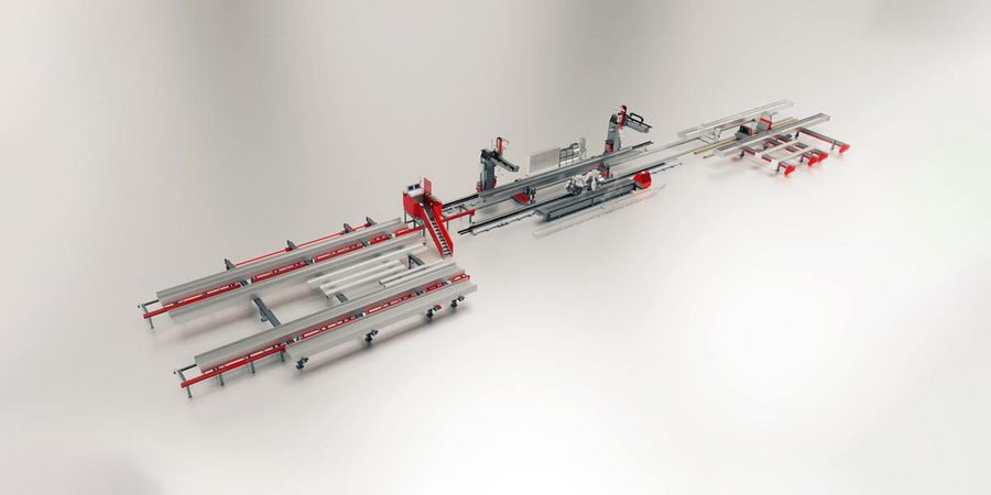 Zeman Bauelemente Steel Beam Assembler Infeed / Outfeed Zeman Bauelemente Steel Beam Assembler Infeed / Outfeed