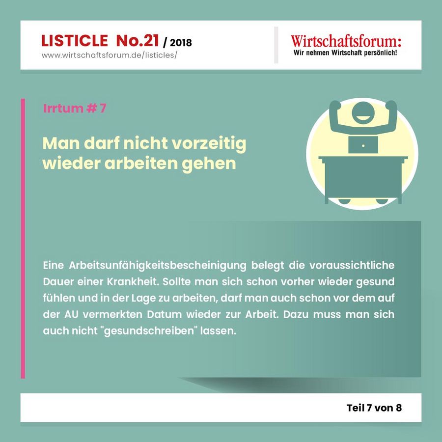 8 Irrtümer rund um die Krankschreibung - Wirtschaftsforum Listicles