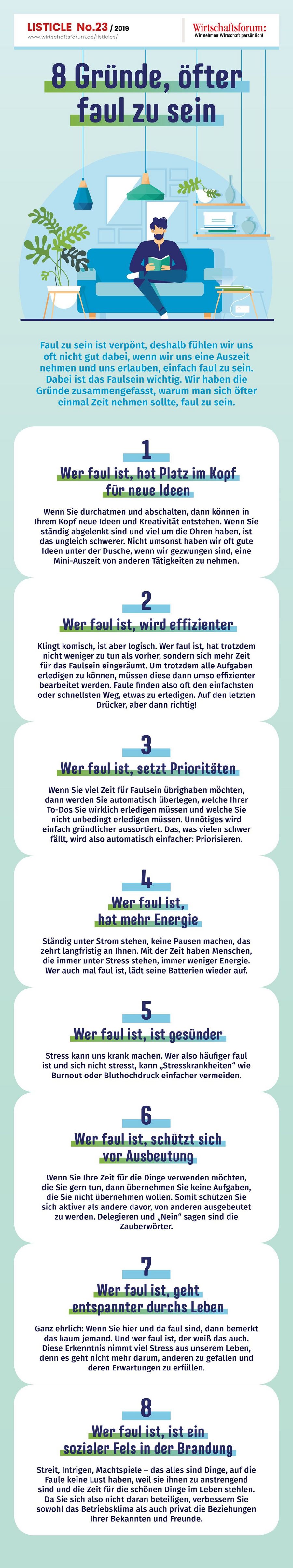 8 Gründe, öfter faul zu sein 8 Gründe, öfter faul zu sein