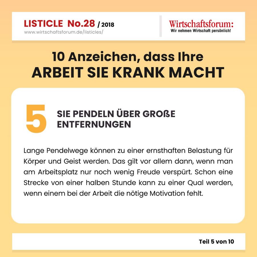 10 Anzeichen, dass Ihre Arbeit Sie krank macht - Wirtschaftsforum Listicle 10 Anzeichen, dass Ihre Arbeit Sie krank macht - Wirtschaftsforum Listicle