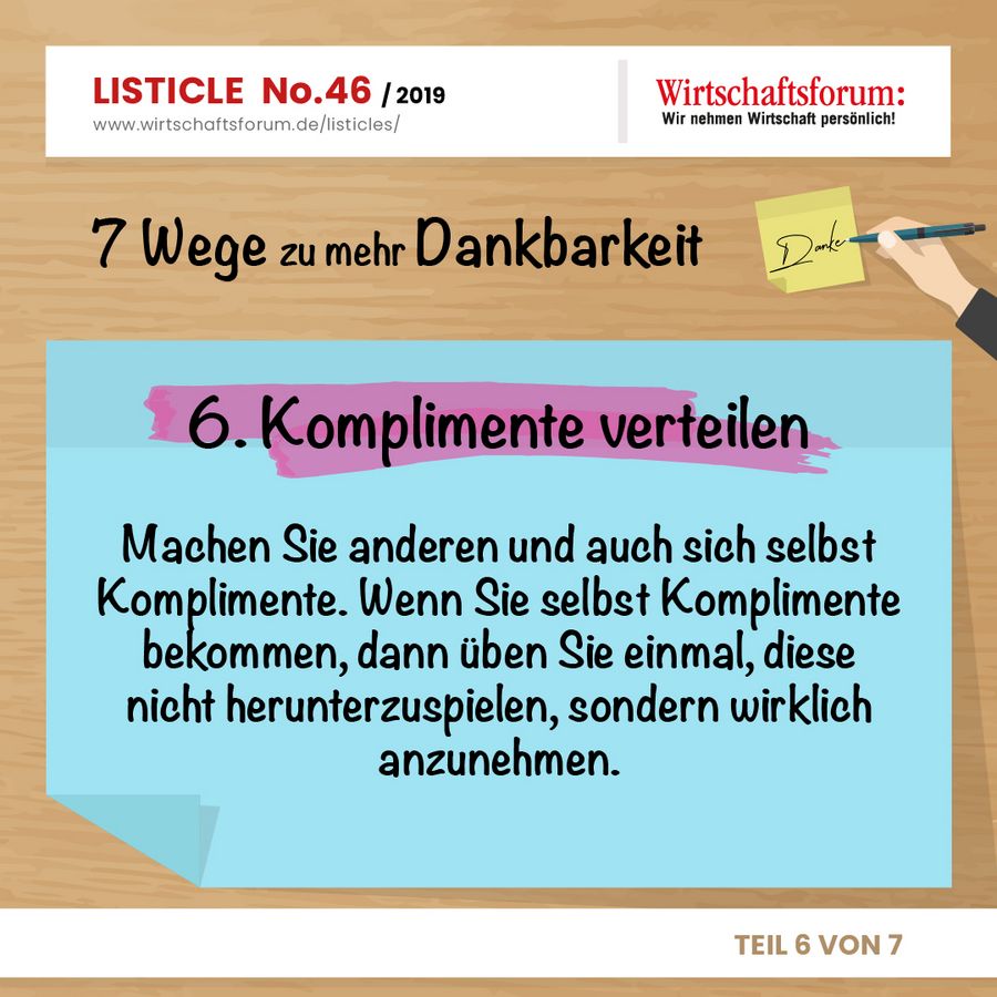 7 Wege zu mehr Dankbarkeit - Komplimente verteilen 7 Wege zu mehr Dankbarkeit - Komplimente verteilen