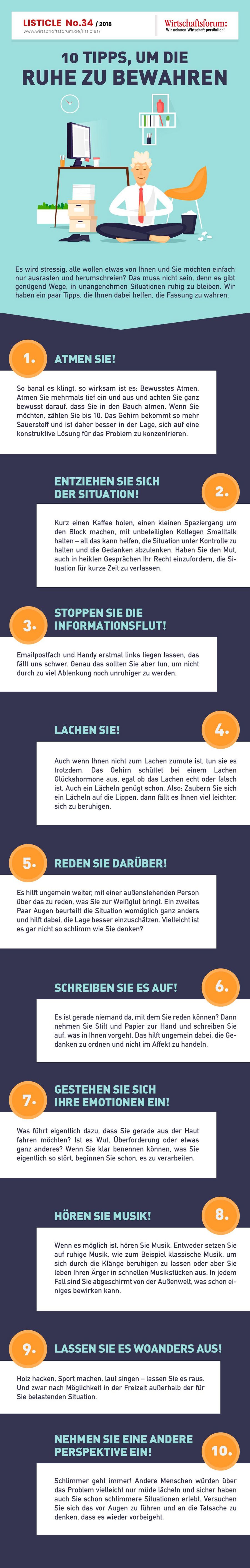 10 Tipps, um die Ruhe zu bewahren - Wirtschaftsforum Listicle 10 Tipps, um die Ruhe zu bewahren - Wirtschaftsforum Listicle