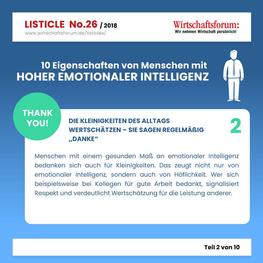 10 Eigenschaften von Menschen mit hoher emotionaler Intelligenz - Wirtschaftsforum Listicle 10 Eigenschaften von Menschen mit hoher emotionaler Intelligenz - Wirtschaftsforum Listicle