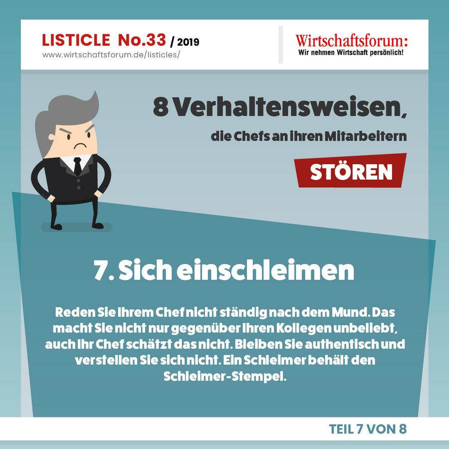 8 Verhaltensweisen, die Chefs an ihren Mitarbeitern stören - Sich einschleimen 