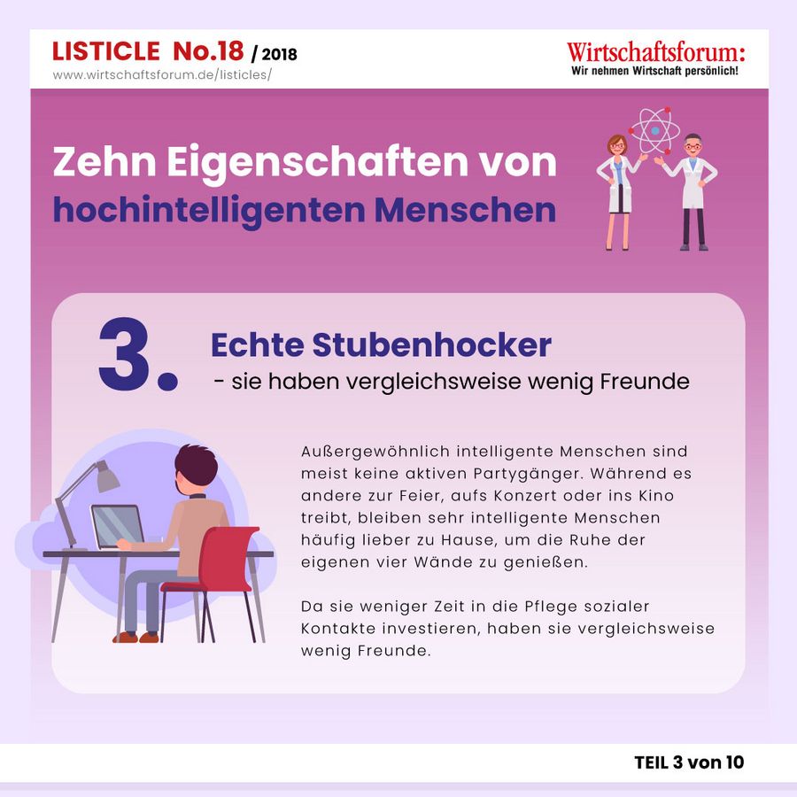 10 Eigenschaften von hochintelligenten Menschen - Echte Stubenhocker