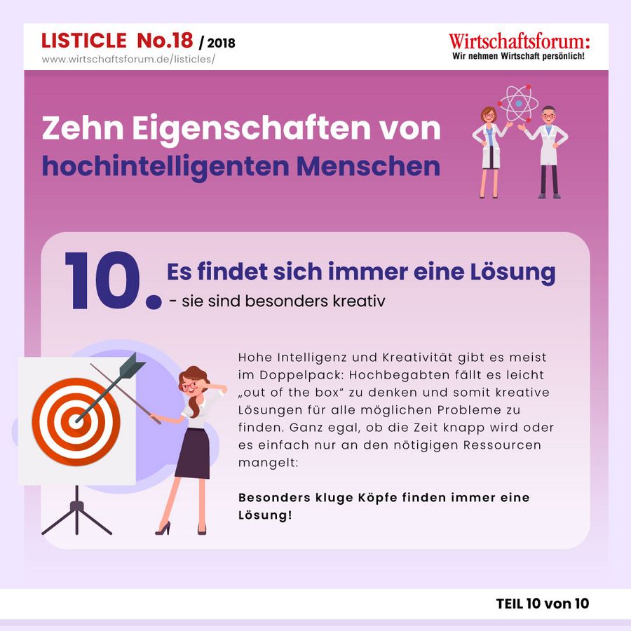 10 Eigenschaften von hochintelligenten Menschen - Es findet sich immer eine Lösung 10 Eigenschaften von hochintelligenten Menschen - Es findet sich immer eine Lösung