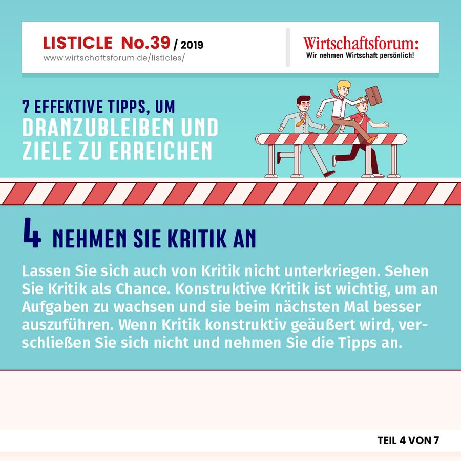 7 effektive Tipps, um dranzubleiben und Ziele zu erreichen - Nehmen Sie Kritik an 7 effektive Tipps, um dranzubleiben und Ziele zu erreichen - Nehmen Sie Kritik an