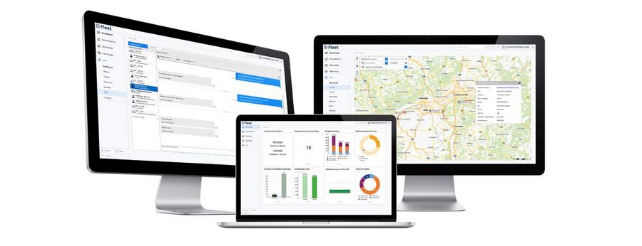 Die DAKO Fleet Screens mit Kommunikationscenter, Dashboard und Fahrzeugortung Die DAKO Fleet Screens mit Kommunikationscenter, Dashboard und Fahrzeugortung