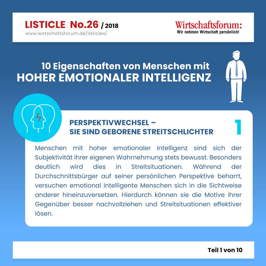 10 Eigenschaften von Menschen mit hoher emotionaler Intelligenz - Wirtschaftsforum Listicle 10 Eigenschaften von Menschen mit hoher emotionaler Intelligenz - Wirtschaftsforum Listicle
